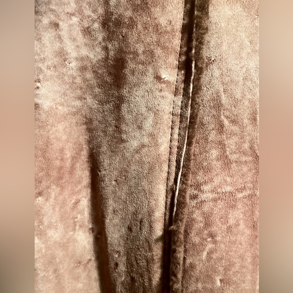 Vintage Brown leather Shearling style Slim Fit 2 pocket long sleeve Coat 44 - Picture 5 of 8